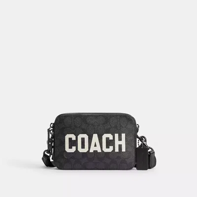 Coach Charter Crossbody 19 In Signature Canvas With  Graphic In Charcoal Multi
