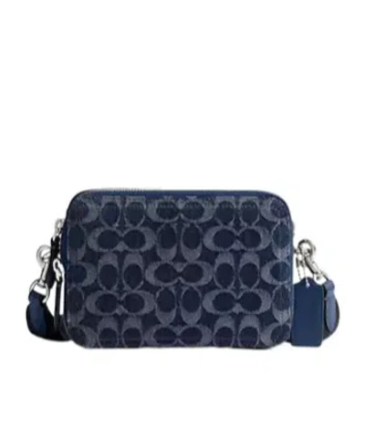 Coach Charter Crossbody Bag 19 In Signature Denim In Black