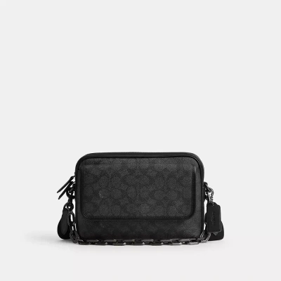 Coach Charter Flap Crossbody 24 In Signature Canvas In Black