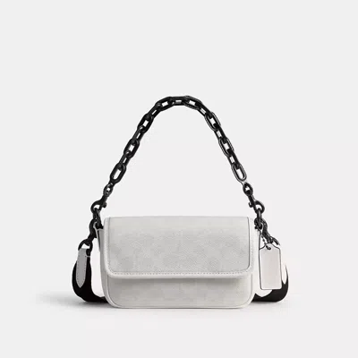 Coach Charter Flap Crossbody Bag 18 In Signature Canvas In White/black Signature