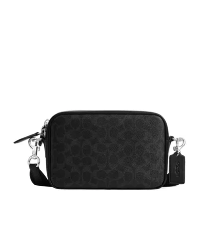 Coach Clinton Signature Print Zip Tote Bag In Black