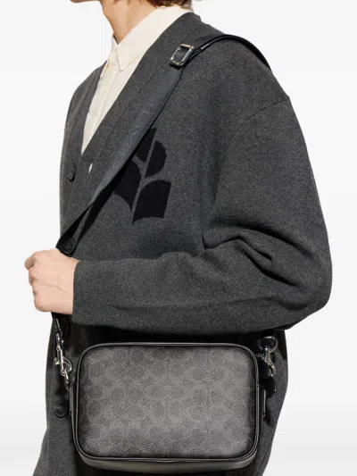 Coach Charter Pattern Strap Tote Bag In Black