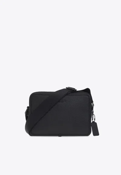 Coach Charter Pebbled Leather Messenger Bag In Black
