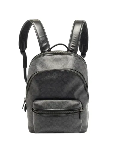 Pre-owned Coach Charter Signature Backpack In Black