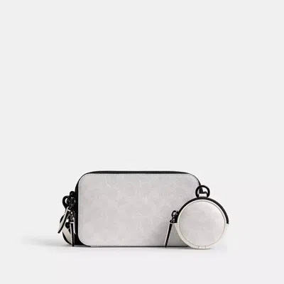 Coach Charter Slim Crossbody Bag In Signature Canvas In White/black Signature