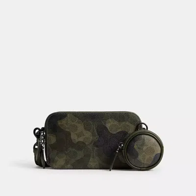 Coach Charter Slim Crossbody In Signature Camo Print In Green/black