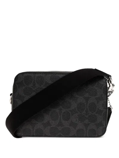 Coach Charter Zipped Monogram Crossbody Bag In Black