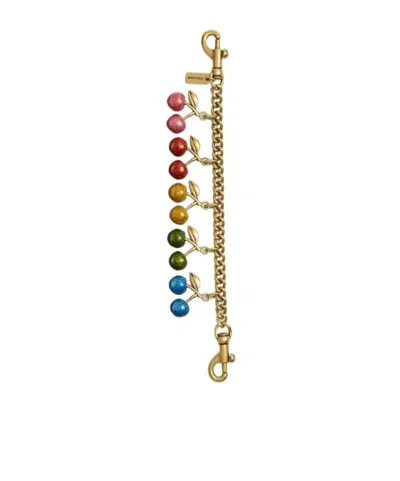 Coach Cherries Motif Chain Bag Charm In Green