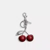 Coach Cherry Bag Charm In Silver/red Apple
