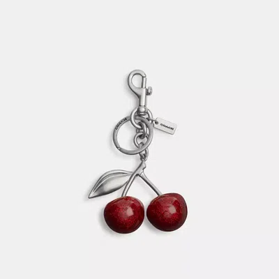 Coach Cherry Bag Charm In Silver/red Apple