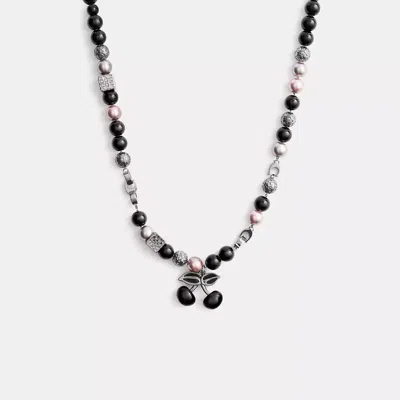 Coach Cherry Beaded Necklace In Hematite Multi