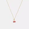 Coach Cherry Charm Pendant Necklace In Red