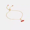 Coach Cherry Charm Slider Bracelet In Red