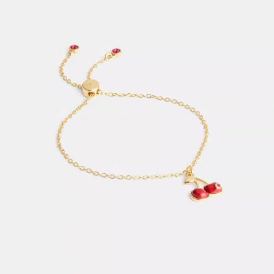 Coach Cherry Charm Slider Bracelet In Red