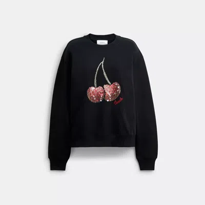 Coach Cherry Crewneck Sweatshirt In Black