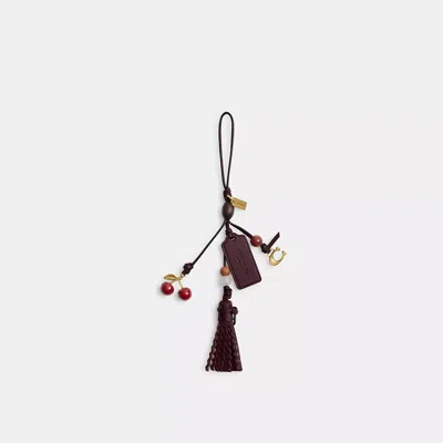 Coach Cherry Heritage Leather Bag Charm In Multi