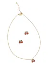 Coach Cherry-pendant Necklace And Earrings Set In Gold