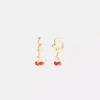 Coach Cherry Wavy Huggie Earrings In Red