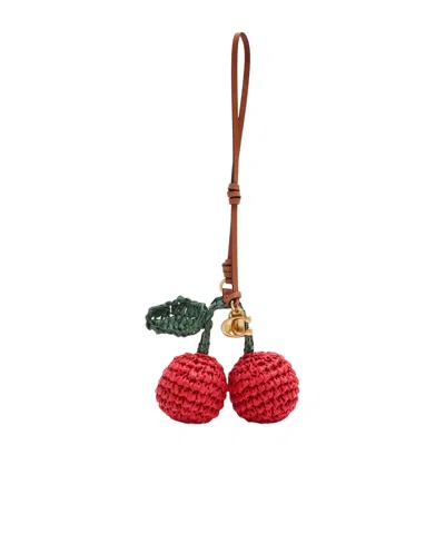 Coach Cherry-shaped Straw Bag Charm In Red