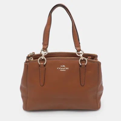 Pre-owned Coach Christie Carryall Mini Brown Leather Satchel