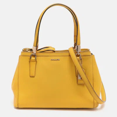 Pre-owned Coach Christie Carryall Mini Yellow Leather Satchel