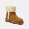 Coach Chunky Sherpa Bootie In Signature Suede In Brown