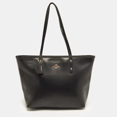 Pre-owned Coach City Black Leather Top Zip Tote