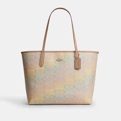 Coach City Tote Bag In Rainbow Signature Canvas In Multi