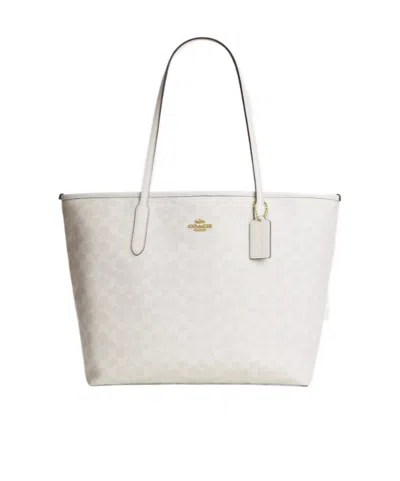 Coach City Tote Bag In Signature Canvas In Signature Canvas/gold/white/chalk