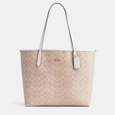 Pre-owned Coach City Tote Signature Canvas Black Handbag