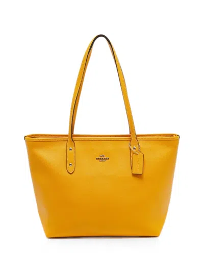 Pre-owned Coach City Zip Tote Bag In Yellow