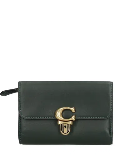 Coach Clasp-fastening Zip Wallet In Green