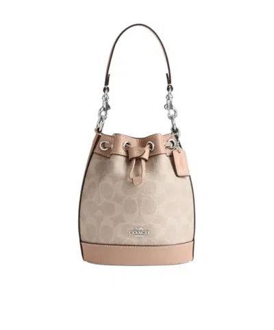 Coach Classic Canvas Mini Bucket Bag In Nude