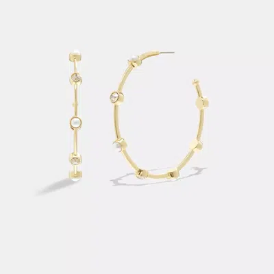 Coach Classic Pearl Large Hoop Earrings In Gold/pearl