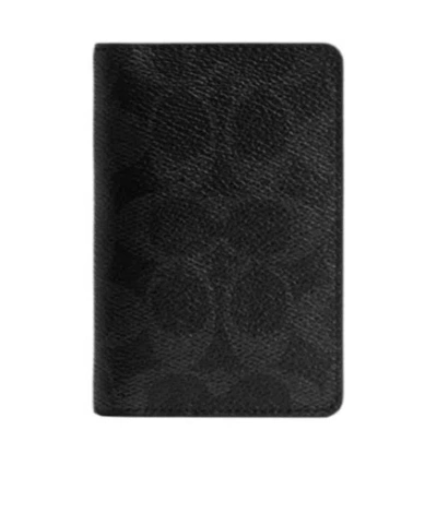 Coach Classic Signature Leather Zipper Wallet In Black