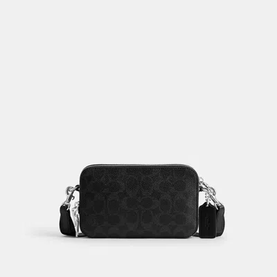 Coach Clinton Umhängetasche Aus Signature-canvas In Black