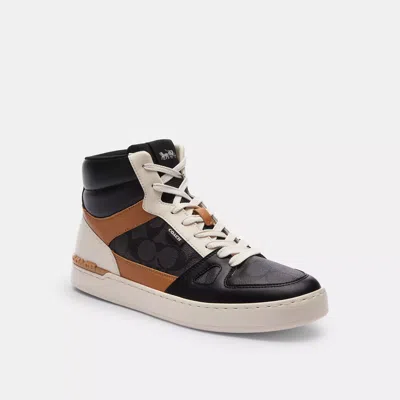 Coach Clip Court High Top Sneaker In Signature Canvas In Multi