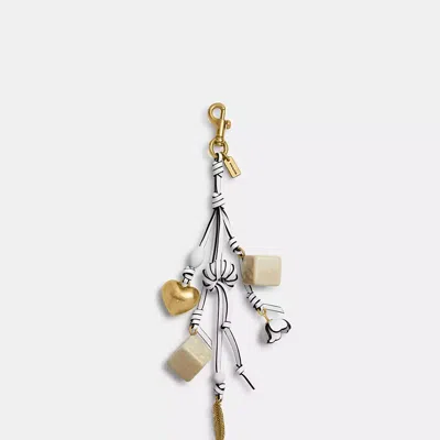 Coach Cluster Dice Bag Charm In Brass/bright White