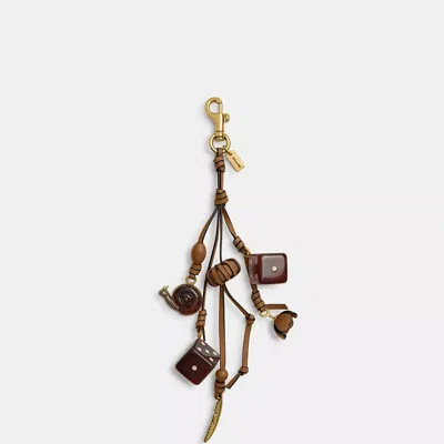 Coach Cluster Dice Bag Charm In Brass/honey Brown