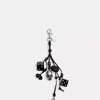 Coach Cluster Dice Bag Charm In Silver/black