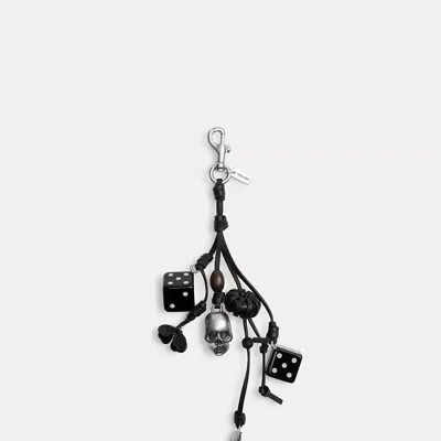 Coach Cluster Dice Bag Charm In Silver/black