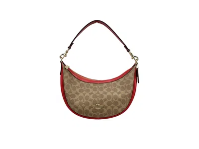 Coach Aria Signature Canvas Shoulder Bag Women's Purse In Gold