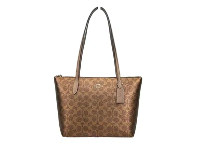 Coach Signature Fiona Zip Tote Women's Bag In Gold