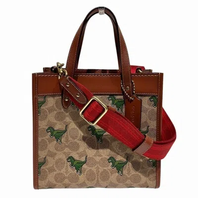 Pre-owned Coach Coated Canvas Leather Shoulder Bag Tote Bag () In Brown