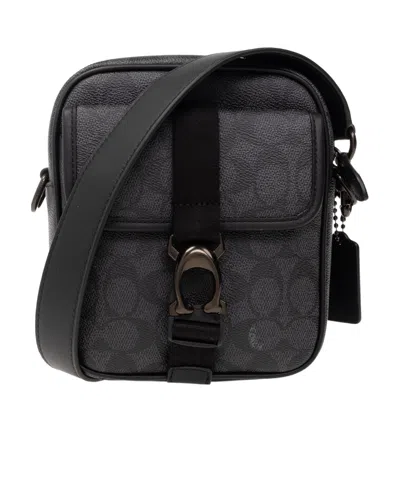 Coach Coated-canvas Messenger Bag In Black