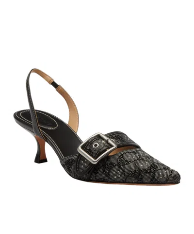 Coach Color Block Slingbacks In Black