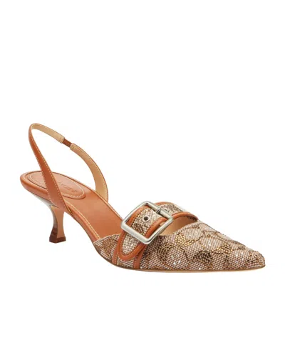 Coach Color Block Slingbacks In Nude