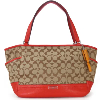 Pre-owned Coach Color Canvas Leather Tote Bag () In Multi