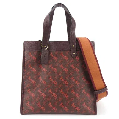 Pre-owned Coach Color Coated Canvas Leather Canvas Tote Bag () In Multi