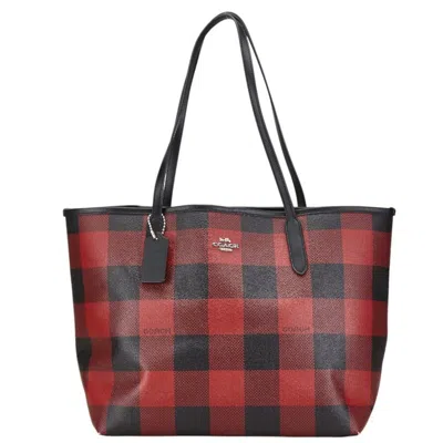 Pre-owned Coach Color Leather Pvc Handbag Tote Bag () In Multi